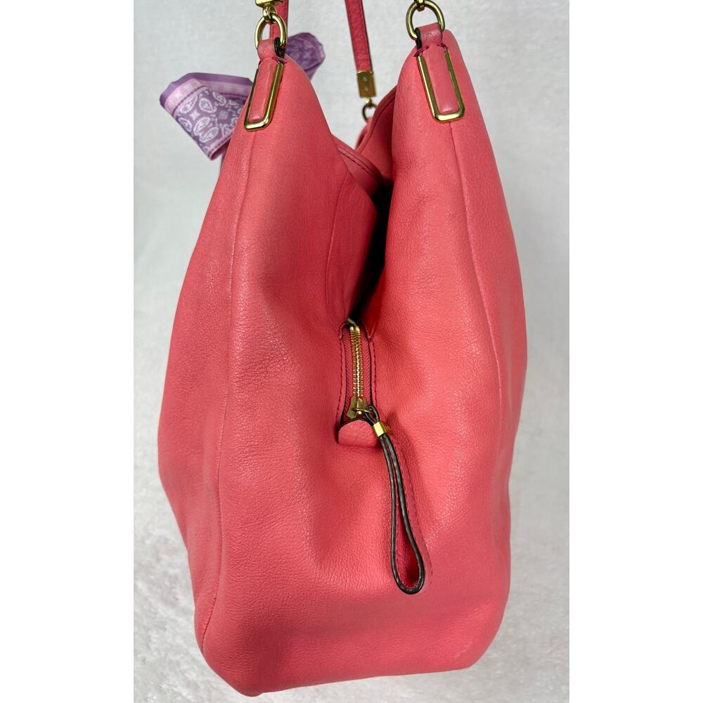 Coach Madison Phoebe Shoulder Bag in Pink/Dahlia Pebble Leather with Scarf - Picture 6 of 16